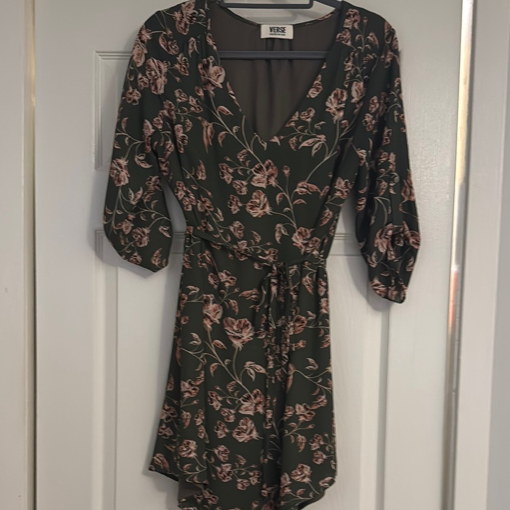 Floral Green Wrap Dress